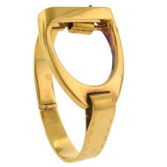 Vintage French Yellow Gold Stirrup Bangle Bracelet