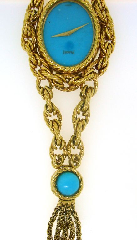 Women's Rare Vintage Piaget Turquoise & Yellow Gold Ladies Watch