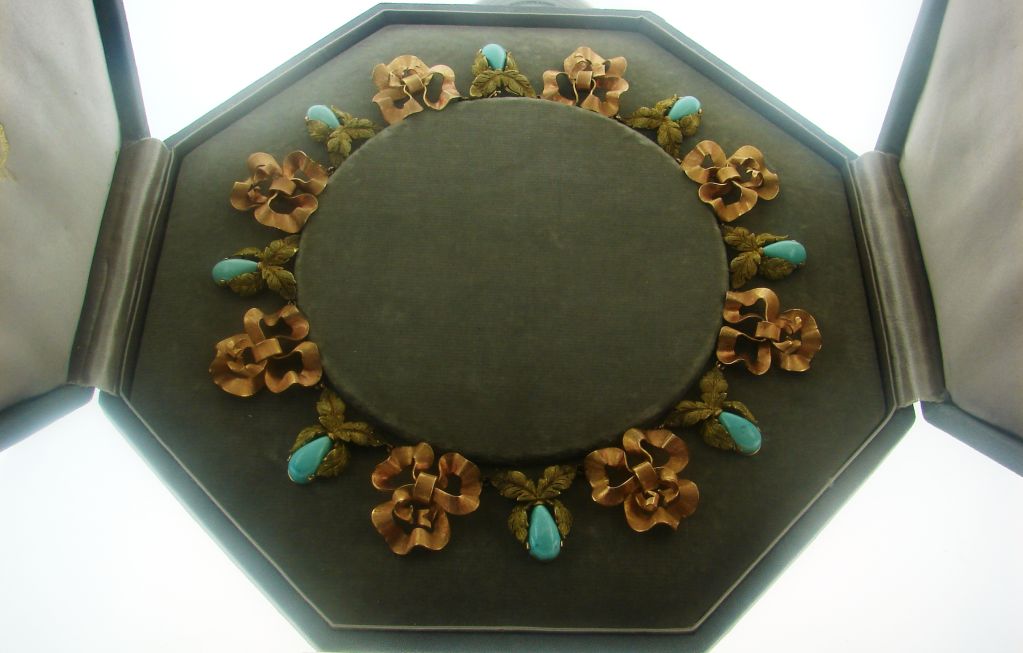Buccellati Turquoise Rose Yellow Gold Necklace 2
