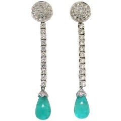 Versatile David Webb Diamond, Emerald, Platinum & Gold Earrings