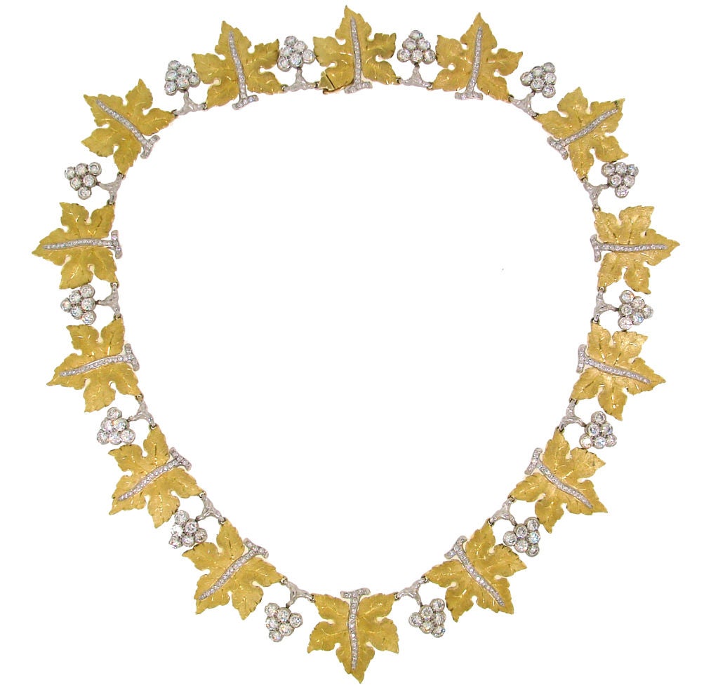 Mario Buccellati Diamond & Gold Grapevine Motif Necklace