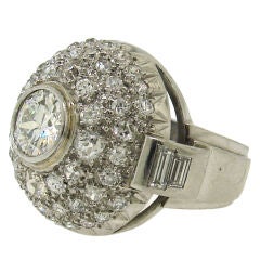 French Art Deco Diamond 
Platinum Cocktail Ring