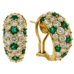 TIFFANY & Co. Diamond, Emerald & Yellow Gold Hoop Earrings