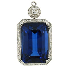 61.41 Carat Tanzanite Diamond White Gold Pendant