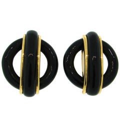  CIPULLO for CARTIER Black Onyx & Yellow Gold Earrings