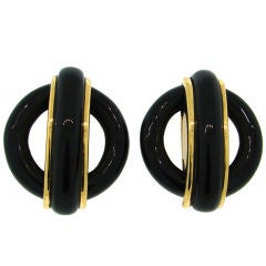 CIPULLO for CARTIER Black Onyx & Yellow Gold Earrings