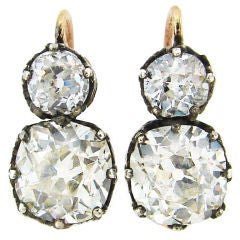 Victorian 5.48 cts Cushion Cut Diamond Two-Stone Earrings