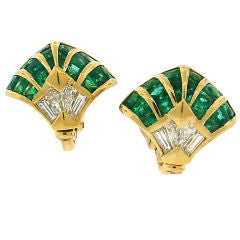 BULGARI Emerald, Diamond & Yellow Gold Clip-on Earrings