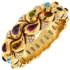 Colorful CHOPARD Diamond, Gems & Yellow Gold Bangle