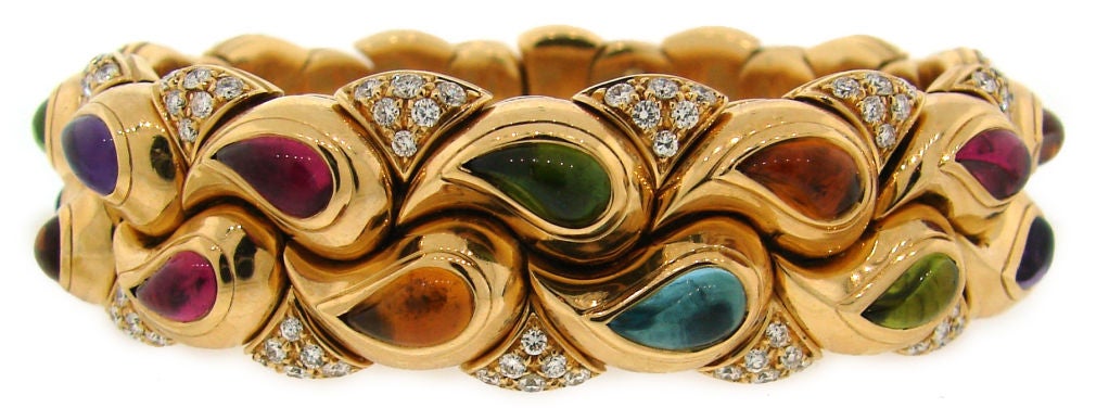 Colorful CHOPARD Diamond, Gems & Yellow Gold Bangle 1