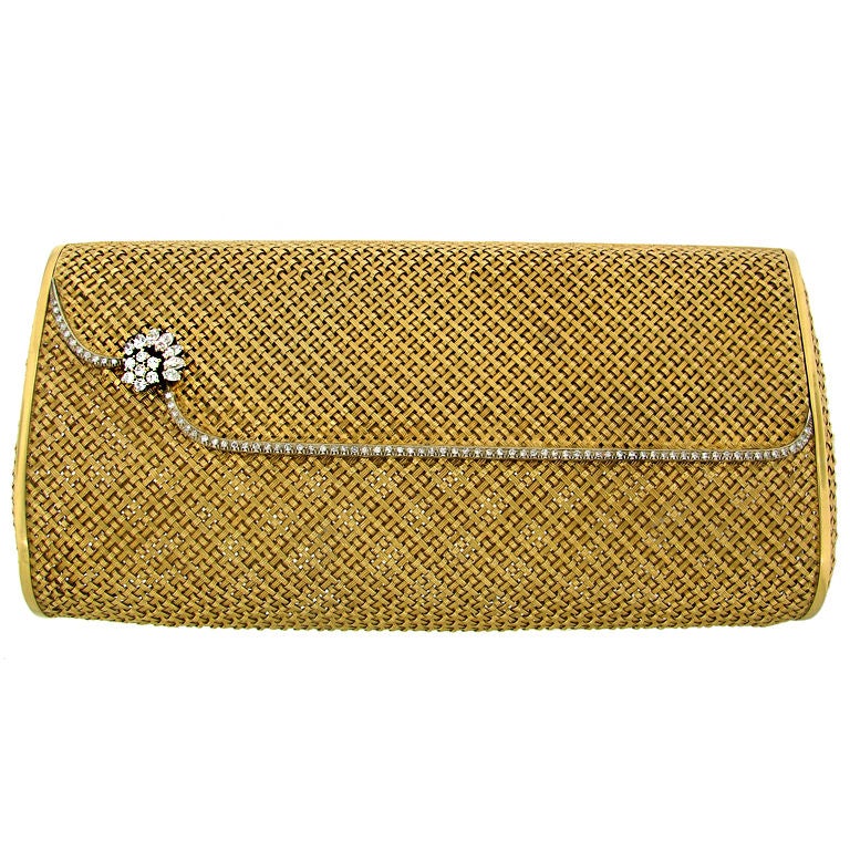 VAN CLEEF & ARPELS, NY  Diamond & Yellow Gold Evening Bag