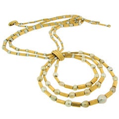 VAN CLEEF & ARPELS Natural Pearl & Yellow Gold Necklace