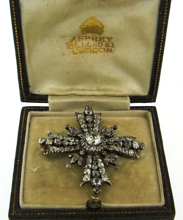 Women's Victorian Diamond, Silver & Gold Maltese Cross Pendant / Brooch