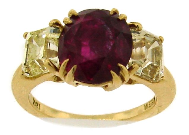 DAVID WEBB GIA 4.52cts Natural Burmese Ruby, Diamond & Gold Ring