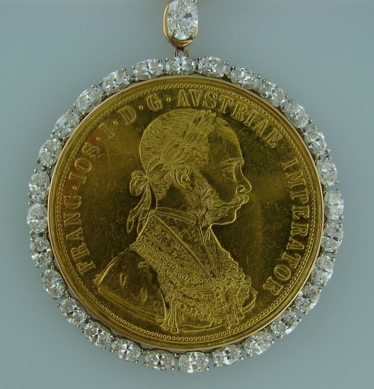 Oscar Heyman Gold Antique Austrian Coins & Diamond Necklace 1