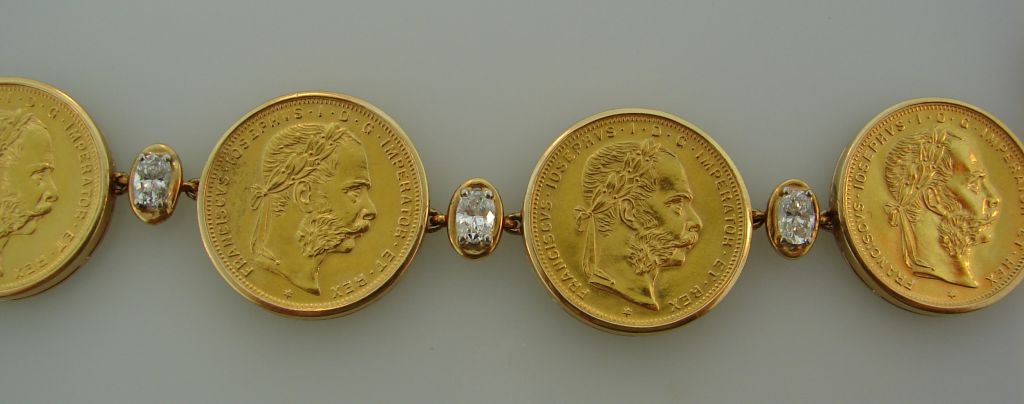 Oscar Heyman Gold Antique Austrian Coins & Diamond Necklace 4