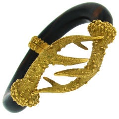 Vintage BRY Ebony & Yellow Gold Bangle Bracelet