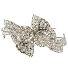 Antique French Diamond & Platinum Brooch / Double Clips