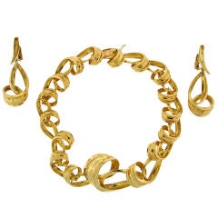Yellow Gold Necklace & Earrings by Maramenos & Pateras