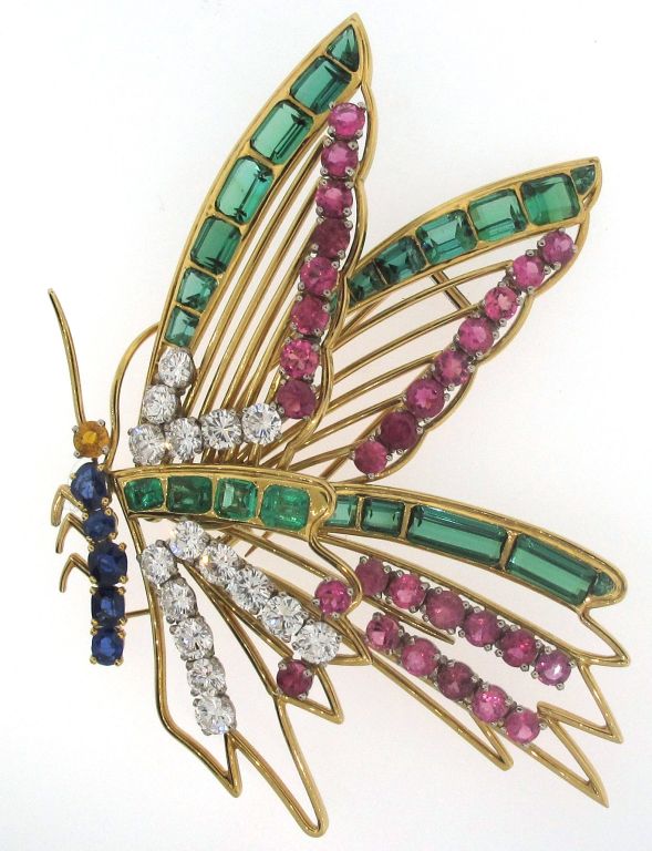 MELLERIO Diamond, Gems & Gold Butterfly Brooch 2