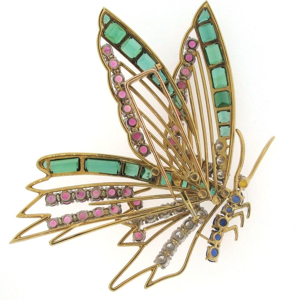 MELLERIO Diamond, Gems & Gold Butterfly Brooch 3