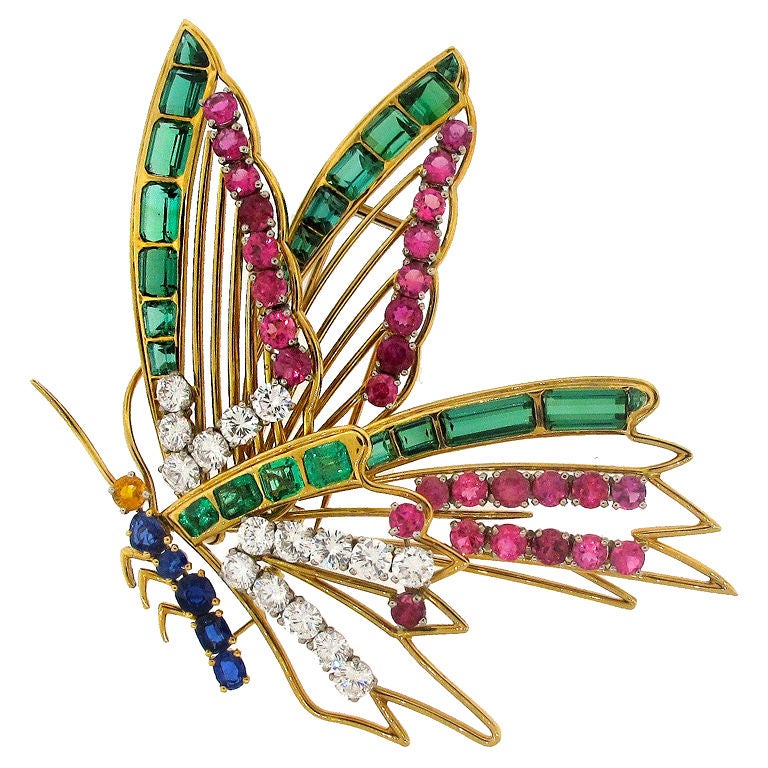 MELLERIO Diamond, Gems & Gold Butterfly Brooch
