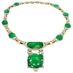 J.E.CALDWELL & Co. Carved Jade Diamond Platinum Gold Necklace 11