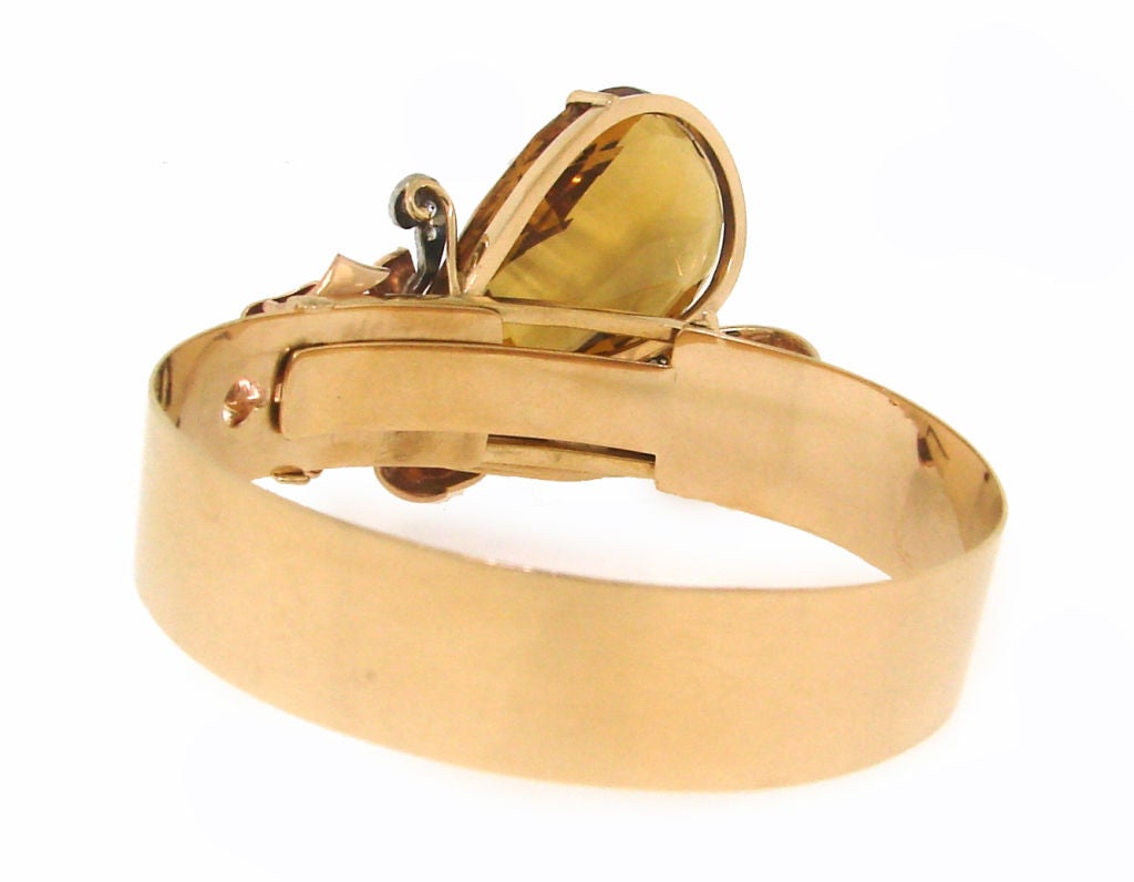 Birks, bracelet Estate Jewelry vintage rétro en or jaune 14 carats, citrine et diamant Pour femmes en vente
