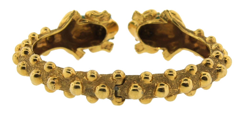 DAVID WEBB Enamel, Ruby & Yellow Gold Frog Bracelet 1