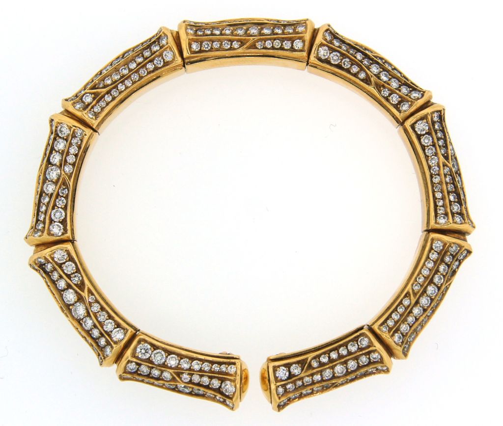 Women's CARTIER Bamboo Collection Diamond & Yellow Gold Bangle Bracelet