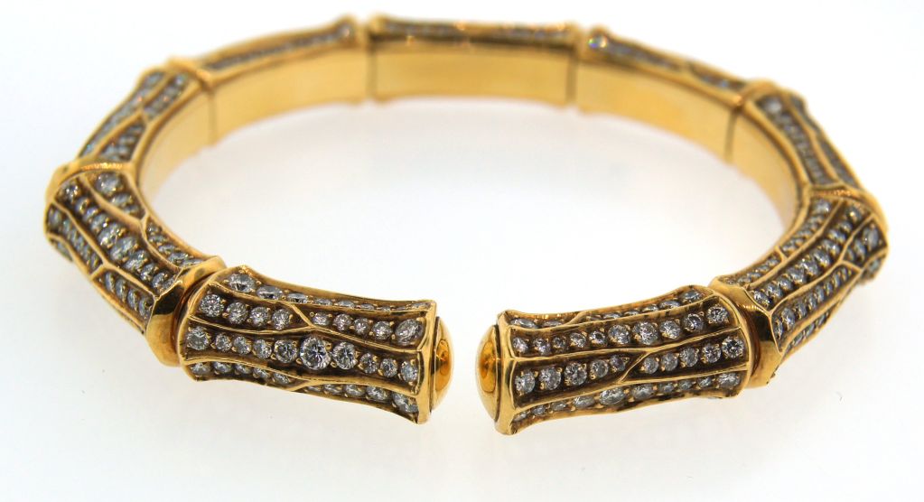 CARTIER Bamboo Collection Diamond & Yellow Gold Bangle Bracelet 1