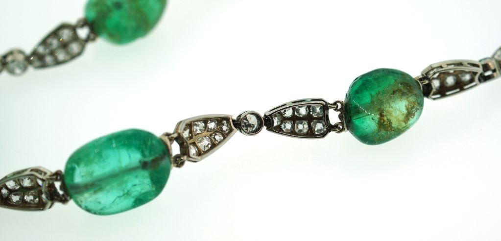 Circa 1930's Emerald, Diamond & White Gold Necklace 4