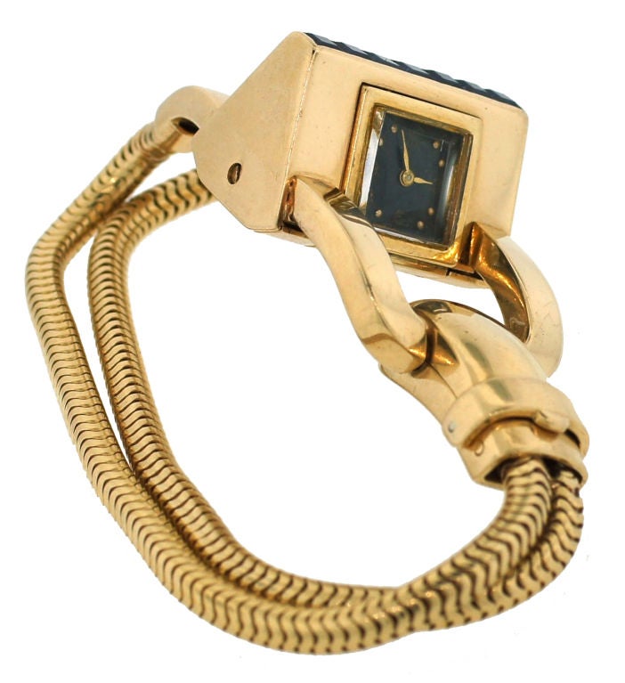 Women's J.E. CALDWELL Sapphire & Yellow Gold Retro Bracelet / Watch