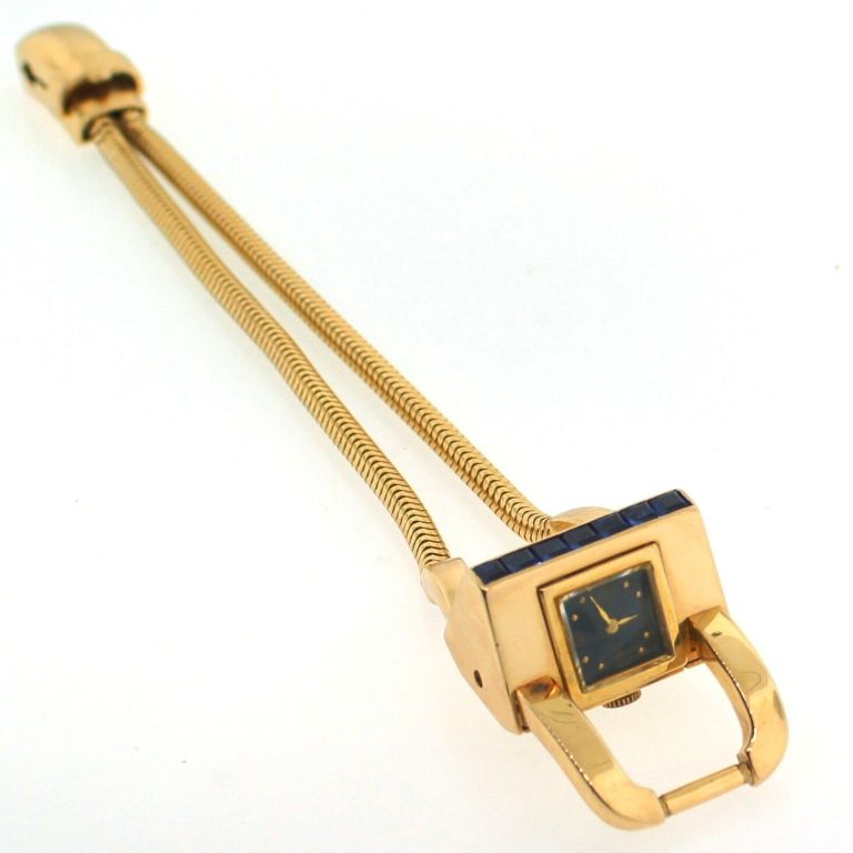 J.E. CALDWELL Sapphire & Yellow Gold Retro Bracelet / Watch 2
