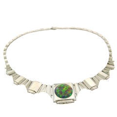 OESTERREICHER, WIEN Australian Fire Opal & White Gold Necklace