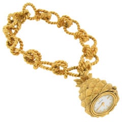 VERDURA Yellow Gold Pineapple Bracelet Watch