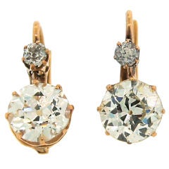 Victorian  Old European Cut Diamond &Rose GoldTwo-Stone Earrings