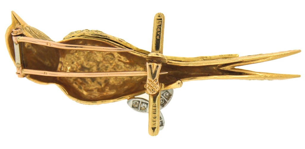 Women's REGNER, Paris Diamond, Ruby & Yellow Gold Swallow Pin