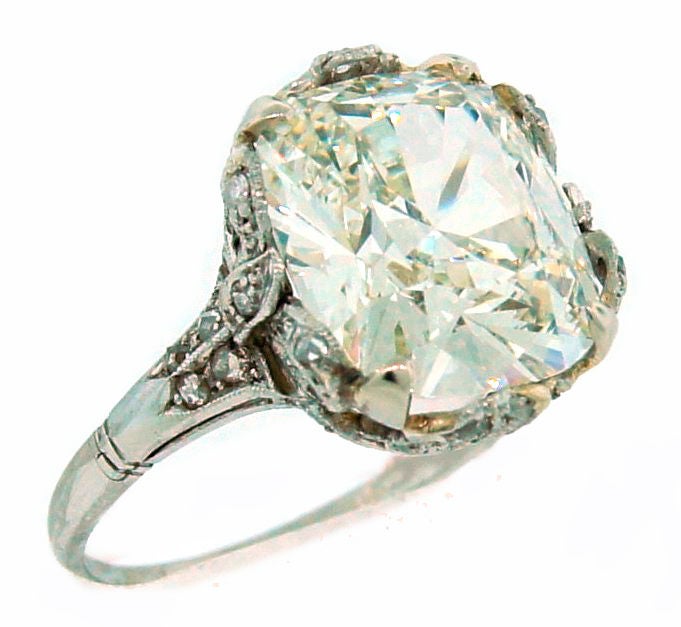 Art Deco Cushion Cut Diamond Solitaire Ring