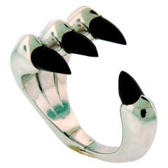 Black Onyx 
White Gold Bangle Bracelet