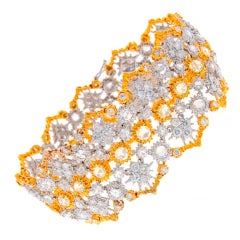 BUCCELLATI Rose Cut Diamond Two-Tone Gold Bracelet