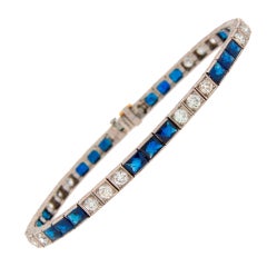 YARD Art Deco Sapphire Diamond Platinum Tennis Bracelet