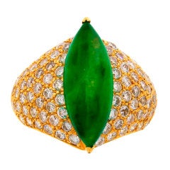Jade Diamond Yellow Gold Ring