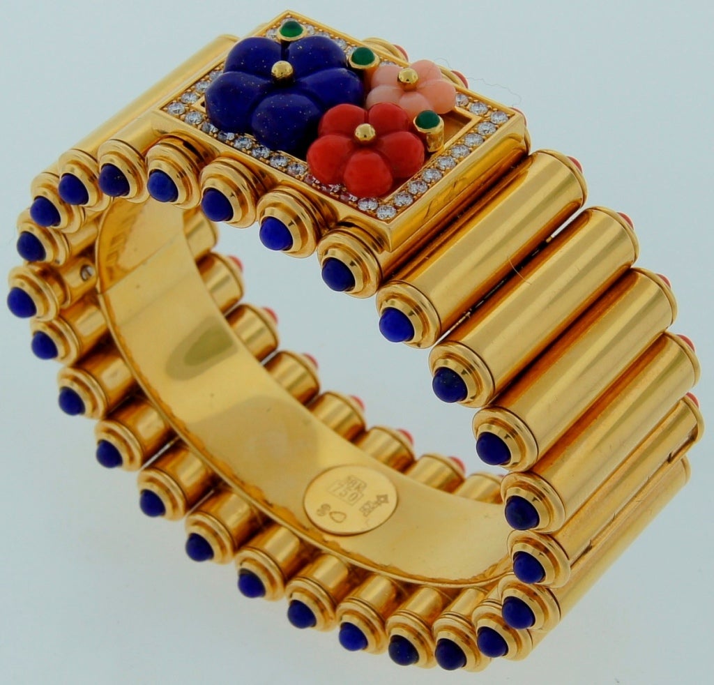VAN CLEEF & ARPELS Coral Lapis Lazuli Diamond Bracelet / Watch 1