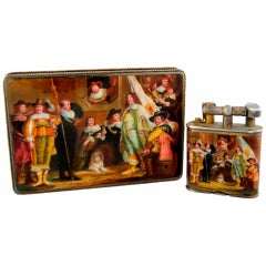 Dunhill / Bruder Frank Enamel & Silver Lightler & Cigarette Case in Fitted Box 4