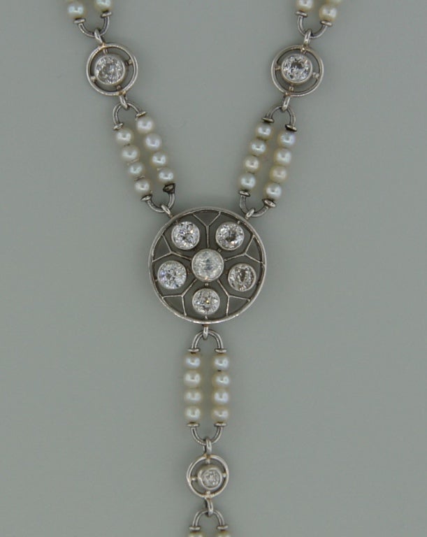 Edwardian Diamond, Seed Pearl & Platinum Necklace 2