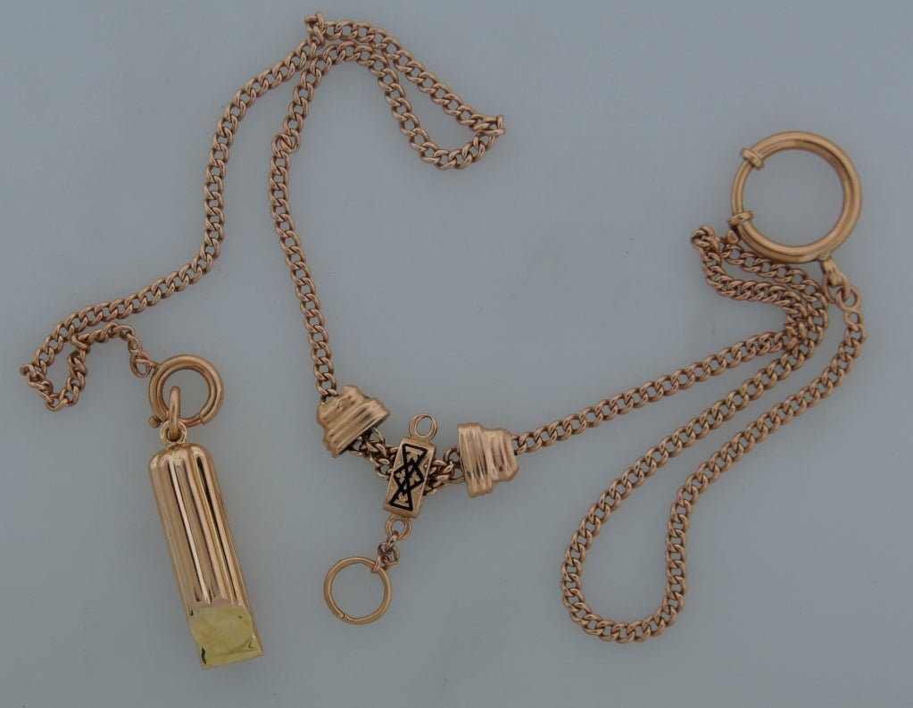 FABERGE Rose Gold Whistle on Watch Chain 1