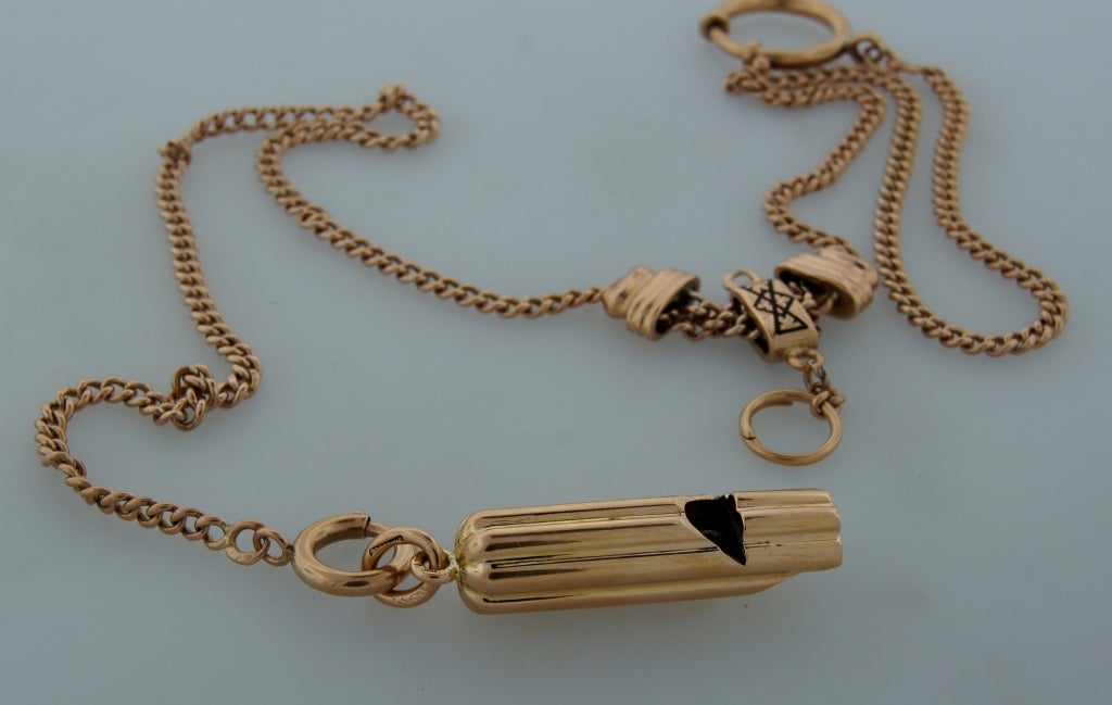 FABERGE Rose Gold Whistle on Watch Chain 2