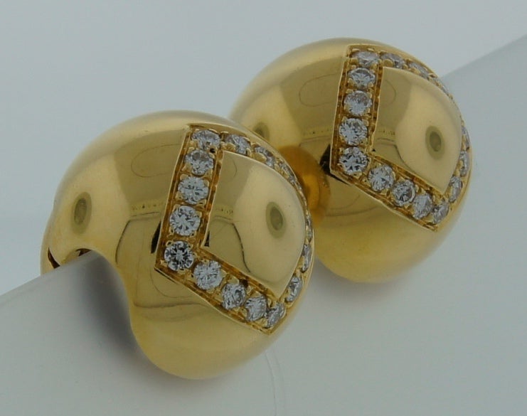 Women's BULGARI Diamond & Yellow Gold Ball Earrings