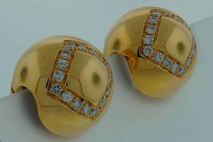 BULGARI Diamond & Yellow Gold Ball Earrings 1